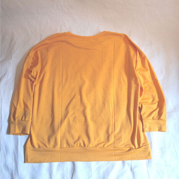 Mustard women's pullover with front pocket - Picture 2 of 6